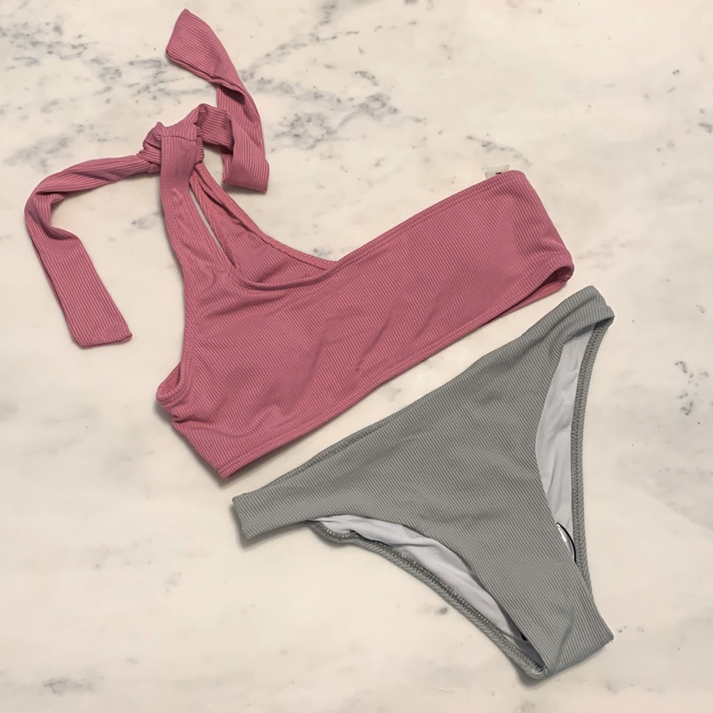 Pink and Sage Green Swimsuit